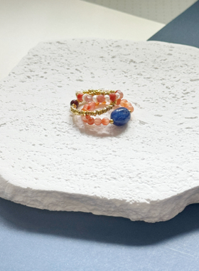 锦绣｜多层玛瑙青金石叠带戒指