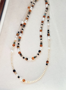 摩羯本命虎眼石珍珠项链美拉德风串珠项链