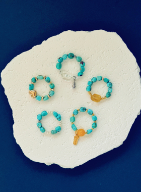 绿松新中式国风绿松石指环戒指