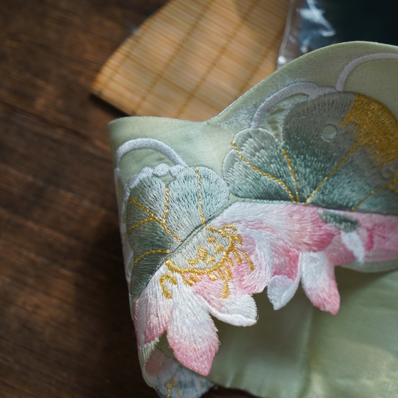 云深雾浅 荷花 异形花卉汉服刺绣腰封国风百搭清新连衣裙腰带装饰 - 图1