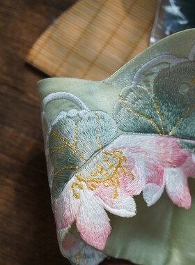 云深雾浅 荷花 异形花卉汉服刺绣腰封国风百搭清新连衣裙腰带装饰