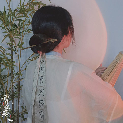 云深雾浅黑檀木发簪发带古典盘发簪子国风中式百搭盘发簪汉服丝巾 - 图0
