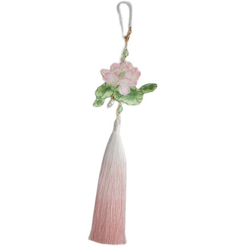 云深雾浅 小荷花 原创汉服配饰古风刺绣莲花禁步流苏挂饰旗袍压襟 - 图3