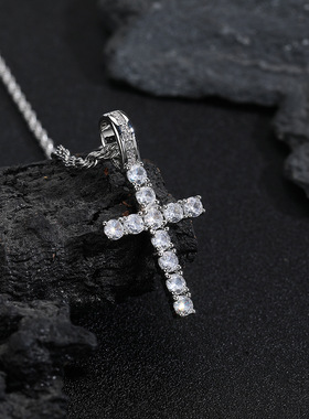 明星同款小众满钻十字架项链