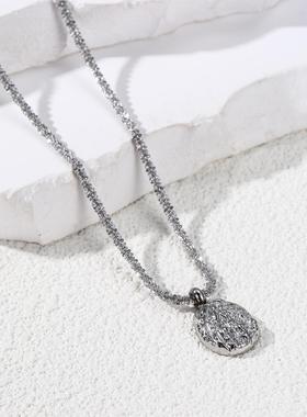日韩时尚波光粼粼吊坠钛钢项链