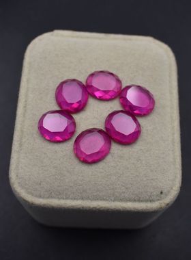 平底刻面红宝石椭圆形戒面裸石ruby5#珠宝定制项链吊坠戒指女DIY