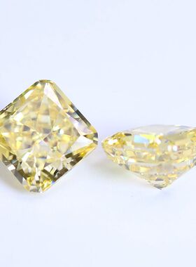 8A鹅黄色正方倒角冰花切割宝石冰花 裸石戒指耳钉吊坠DIY饰品配件