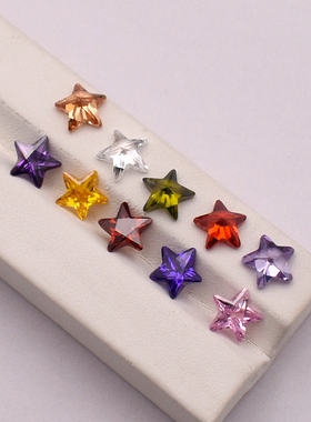 彩色组合五角星宝石 五星形锆石裸石彩色星星耳钉裸石CZ配石diy