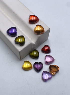 平底凸面心形锆石美甲钻红色黄色紫色平底爱心钻宝石素面裸石diy