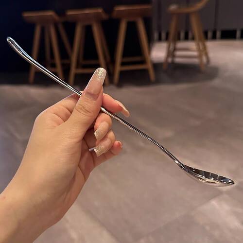 【老板娘推荐】韩式家用高颜值不锈钢搅拌勺长柄咖啡勺蜂蜜勺冰勺 - 图1