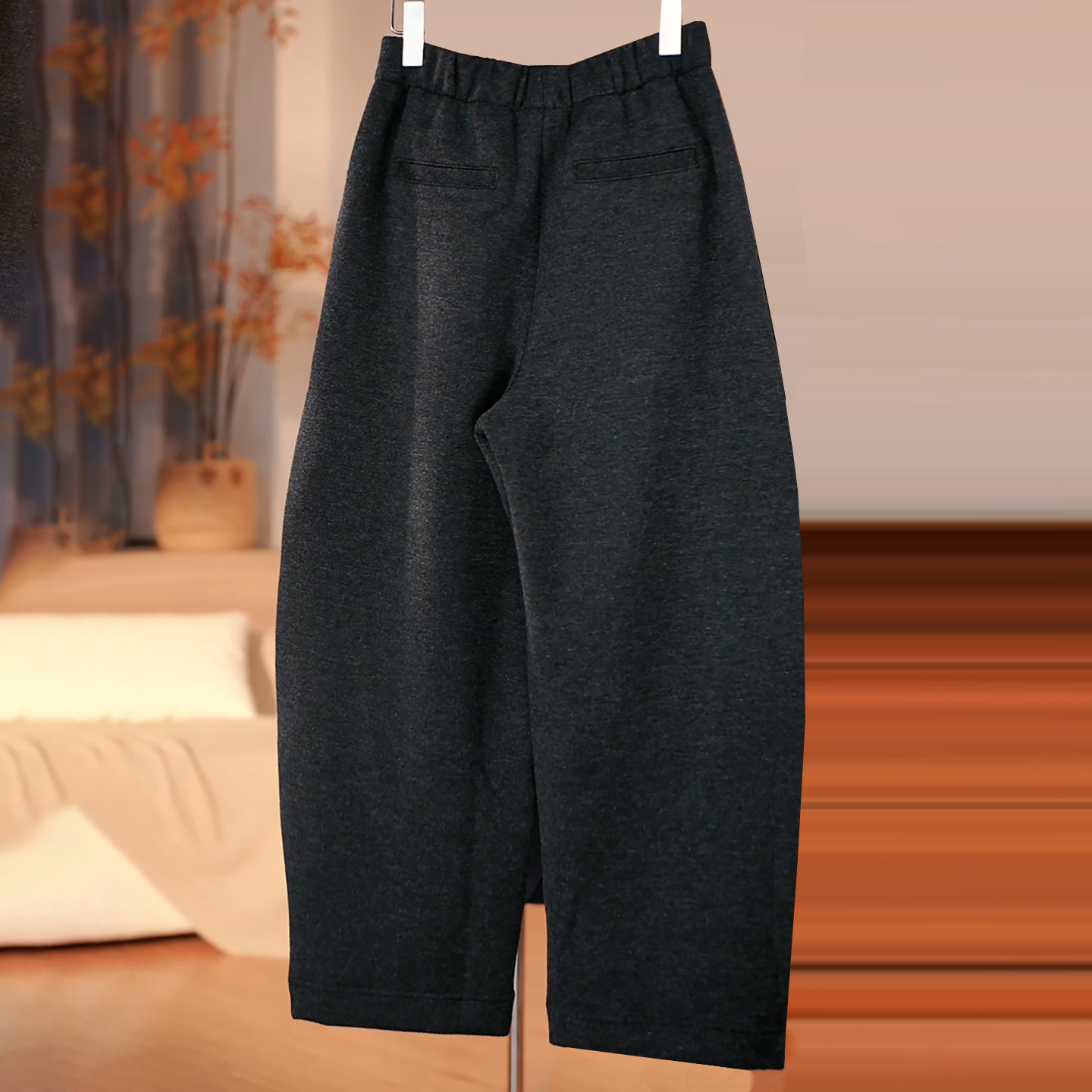Ader九分加厚羊毛休闲裤女2025冬季新款宽松遮胯显瘦保暖弯刀裤子,淘宝优惠券,粉丝福利购,淘宝优惠卷