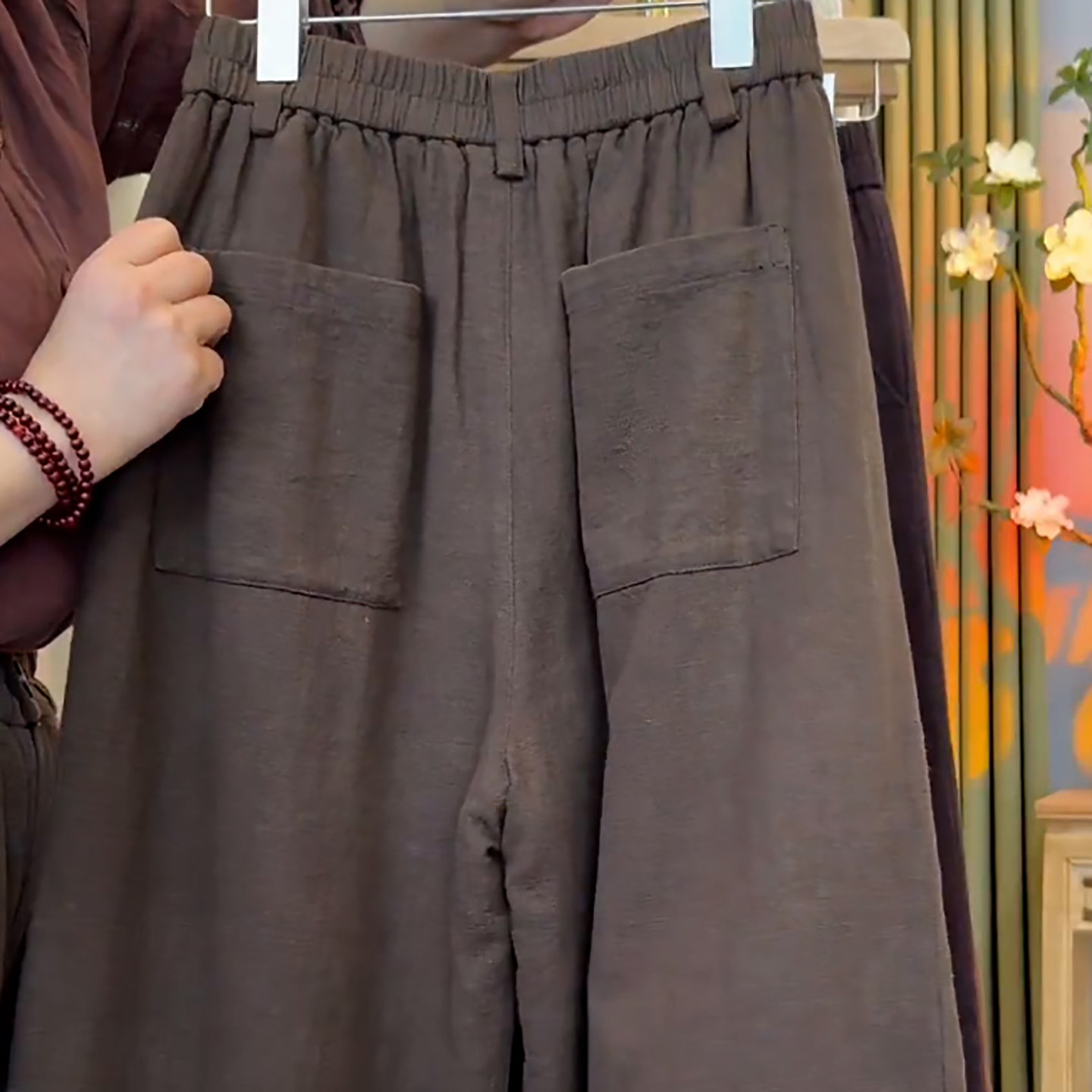 Ader松紧腰加厚保暖阔腿棉裤女2025冬季新款高腰宽松遮胯百搭裤子,淘宝优惠券,粉丝福利购,淘宝优惠卷