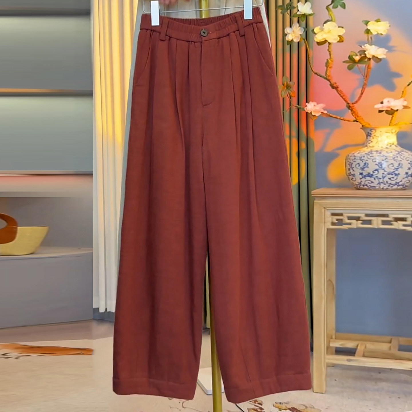 Ader松紧腰加厚保暖阔腿棉裤女2025冬季新款高腰宽松遮胯百搭裤子,淘宝优惠券,粉丝福利购,淘宝优惠卷