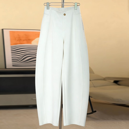 Ader休闲镰刀裤女2026春季新款时尚简约高腰宽松窄版垂感弯刀裤 - 图1