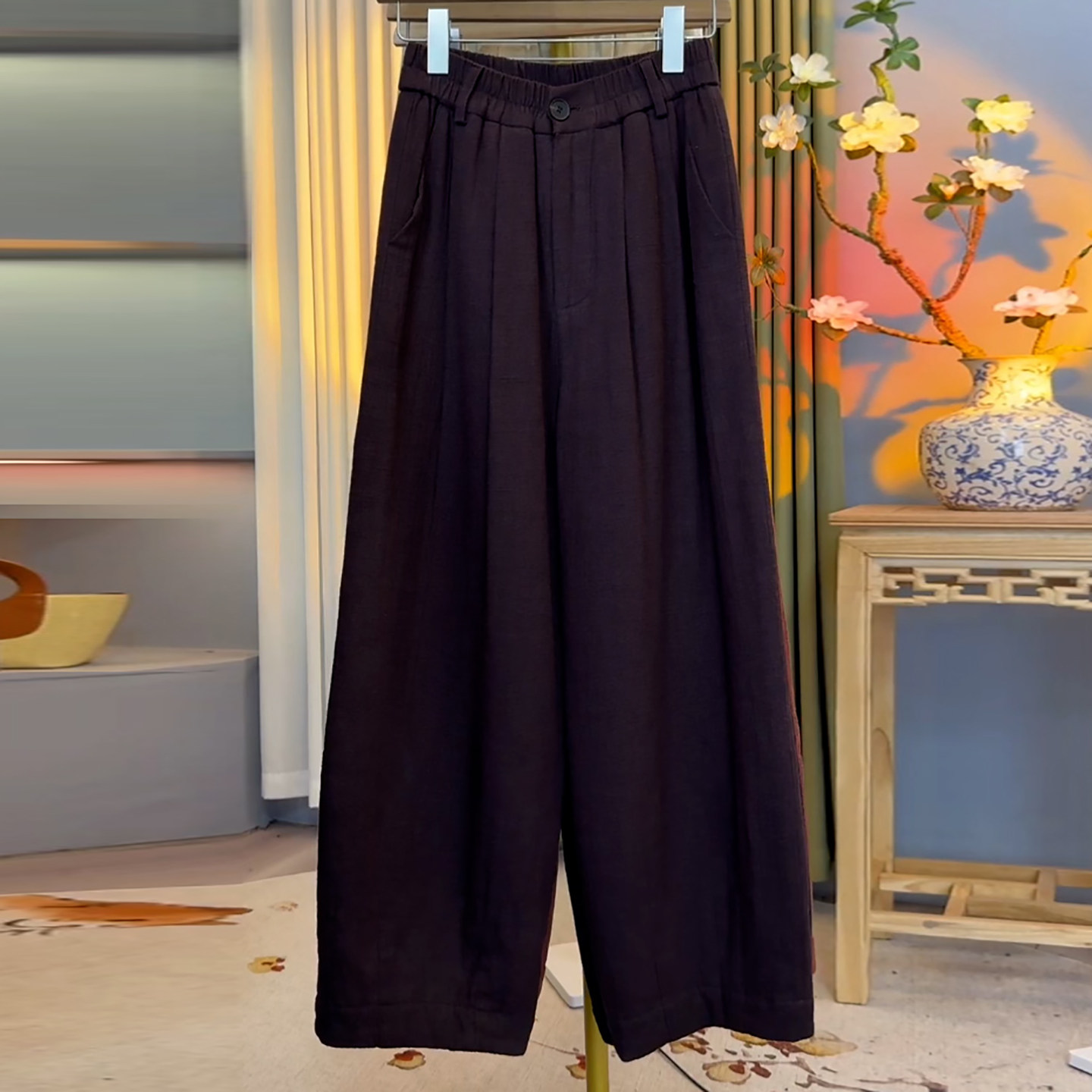 Ader松紧腰加厚保暖阔腿棉裤女2025冬季新款高腰宽松遮胯百搭裤子,淘宝优惠券,粉丝福利购,淘宝优惠卷