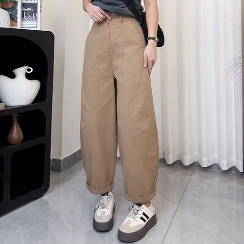 Ader韩版九分阔腿弯刀裤女2026春夏新款时尚简约百搭显瘦休闲裤 - 图2