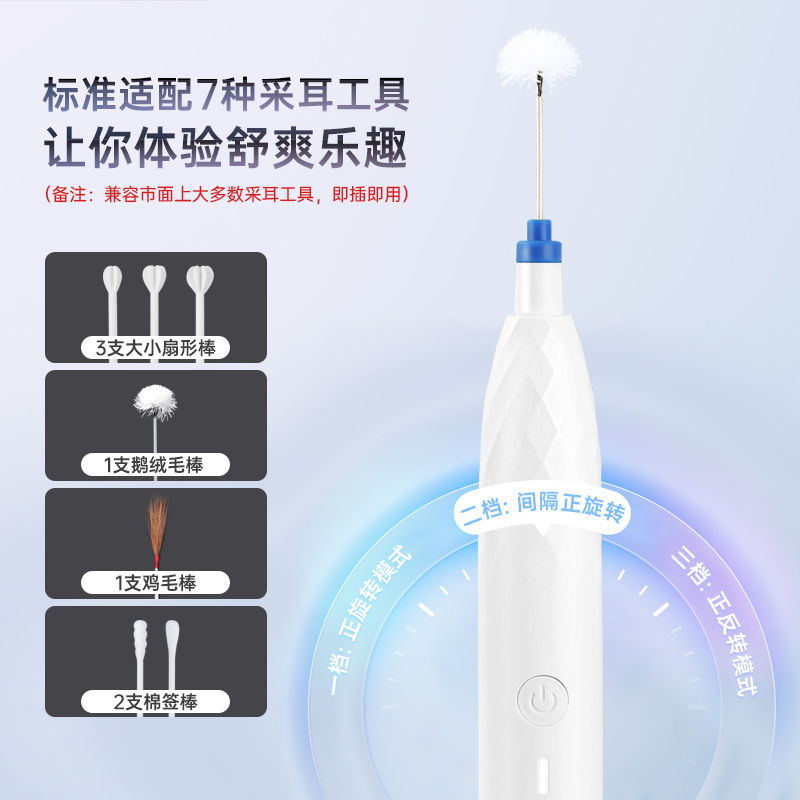 新款电动采耳专业技师工具毛毛棒鹅毛采耳棒解压采耳神器清洁耳朵-图2