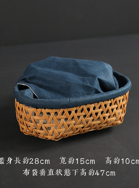 竹布竹编收纳布袋提篮便携出行旅游手提包茶具文玩盒扎染斜挎包