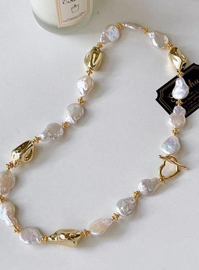 天然异形巴洛克风珍珠项链女