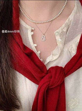 新中式S925纯银淡水珍珠葫芦项链