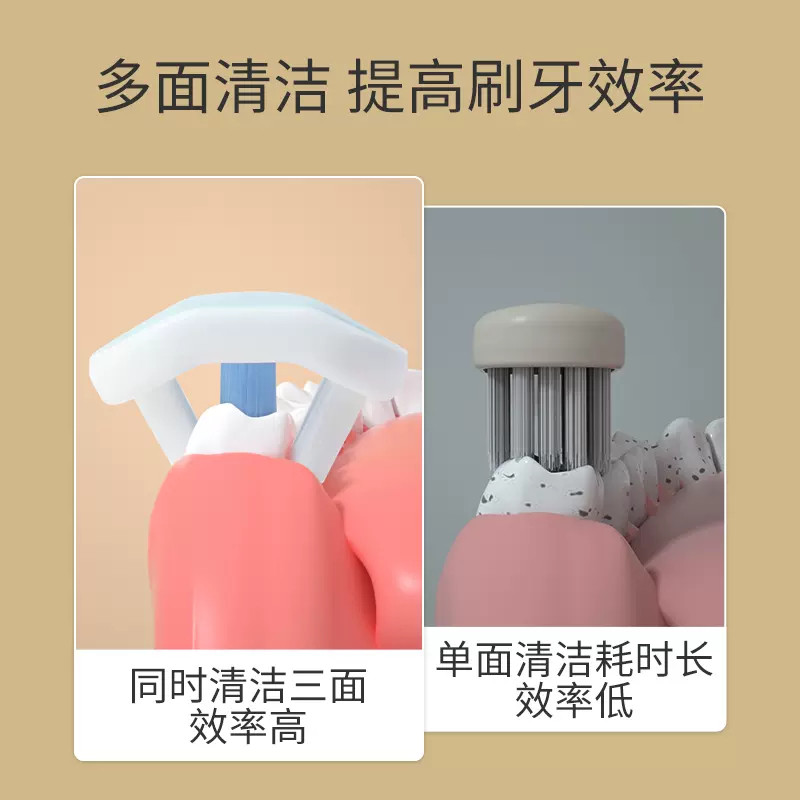 儿童三面牙刷软毛0-3到6一12岁以上宝宝小孩u型3d牙膏软毛换牙期,淘宝优惠券,粉丝福利购,淘宝优惠卷
