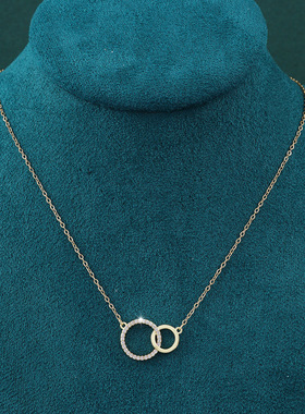 简约设计不对称大小双环锁骨链