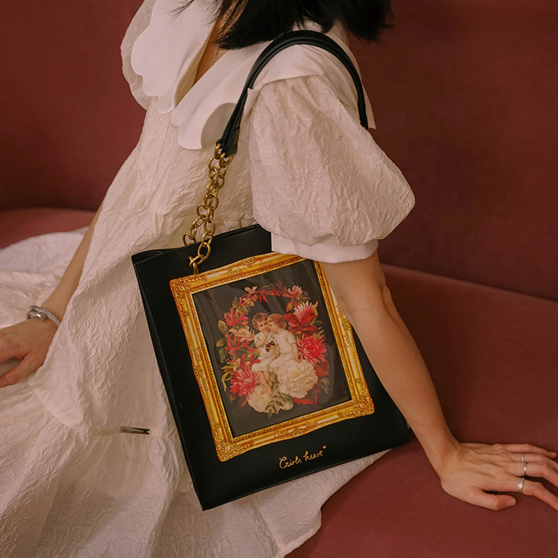 少女心球原创正版油画文艺复古痛大容量通勤百搭高级感托特单肩包,淘宝优惠券,粉丝福利购,淘宝优惠卷