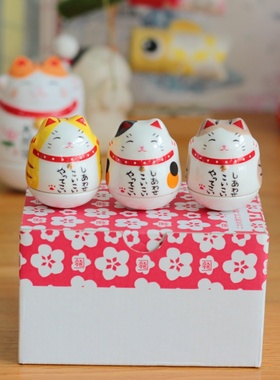 日式进口药师窑不倒翁招财猫招福