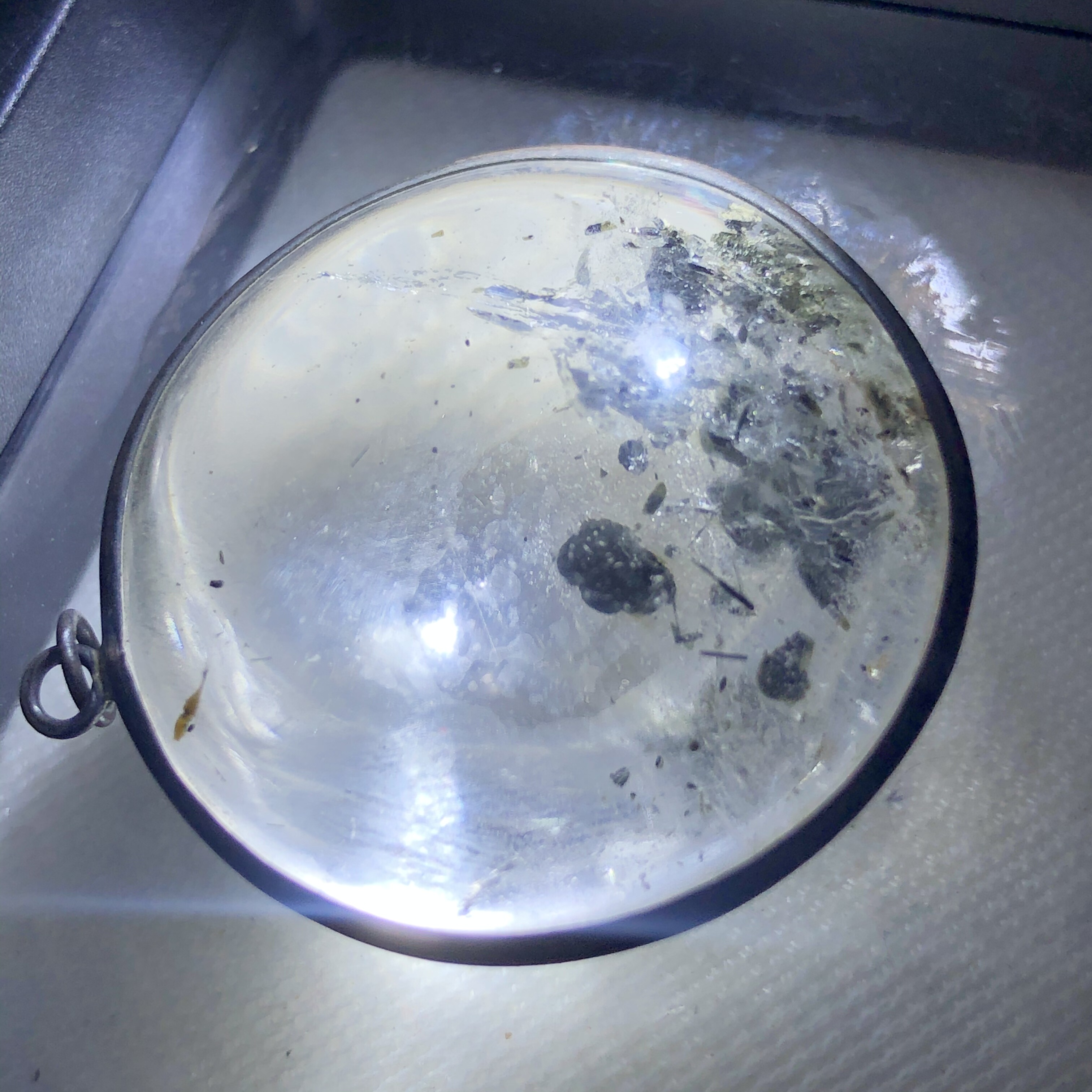 老货福利天然水晶共生云母矿石吊坠 纯银镶嵌 - 图2