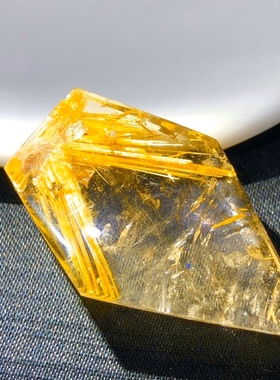 天然钛晶花宝石包裹体水晶原石柱吊坠