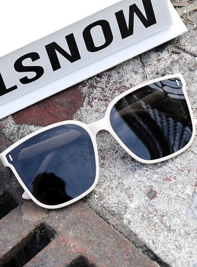 墨镜时尚大方框连体男女太阳镜跨境速卖亮黑色时尚潮流男女