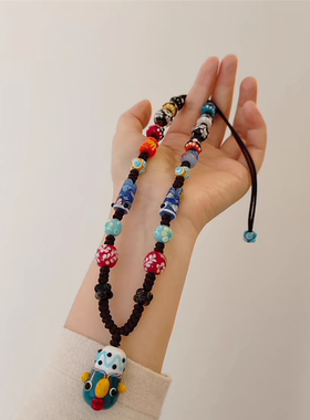 原创项链秋冬腓尼基娃娃琉璃守护神琉璃毛衣链开运达摩百搭定制