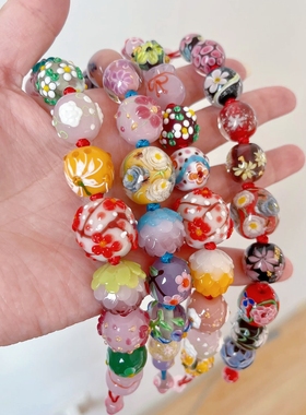 日式琉璃纯手工手作琉璃手串民族风轻奢饰品女编织手链礼物