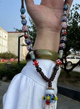 原创项链秋冬腓尼基娃娃琉璃守护神琉璃毛衣链开运达摩百搭定制