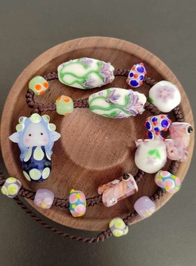 原创日式琉璃珠达摩项链手工编织礼物琉璃精灵守护神毛衣链