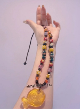 原创复古捷克珠串珠手链琉璃手链琉璃手串琉璃金鱼毛衣链网红同款