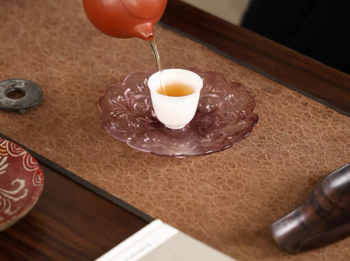 心缘堂琉璃紫色渐变瑶池花语壶承莲花花边茶托干泡盘13.5 x 2cm,淘宝优惠券,粉丝福利购,淘宝优惠卷