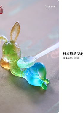 琉璃精舍兔年生肖吉祥物伴手礼创意家居摆件送礼香插茶宠生肖