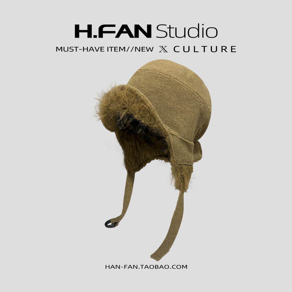 韩国护耳保暖毛呢飞行员帽雷锋帽防风防寒加厚双面戴显脸小百搭冬