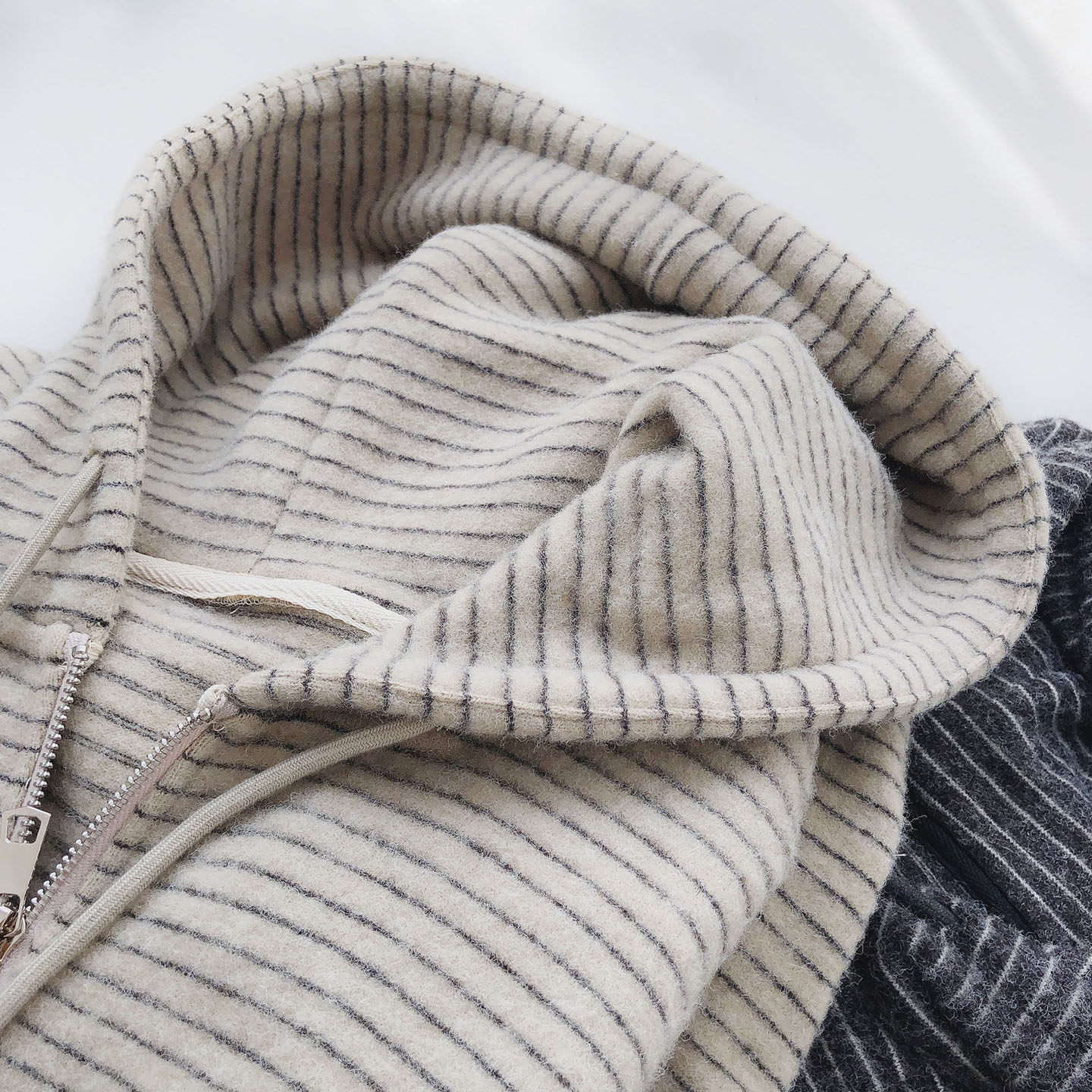 软糯兔绒条纹针织卫衣女毛绒绒秋冬休闲宽松加绒加厚长袖开衫外套,淘宝优惠券,粉丝福利购,淘宝优惠卷