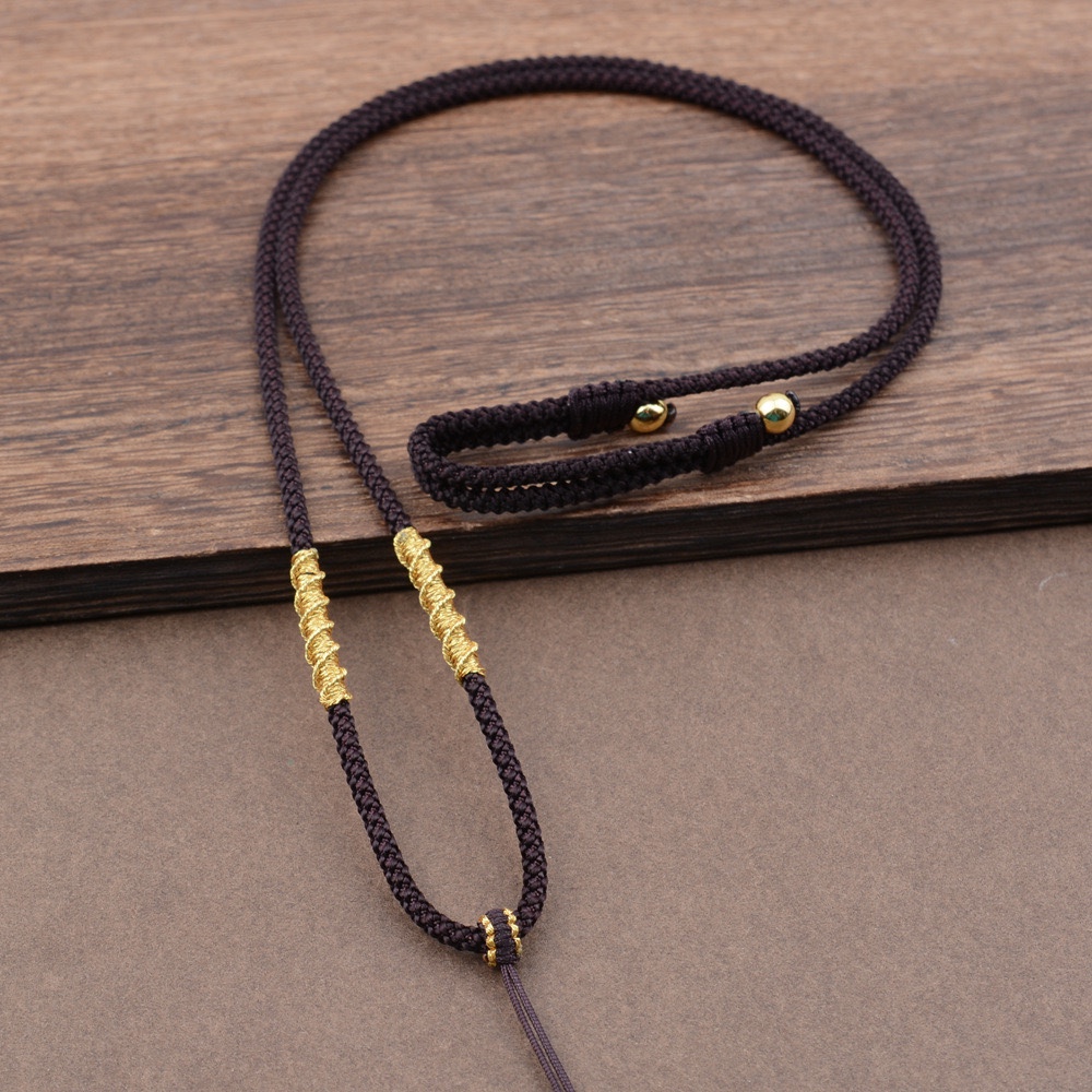 手工编织项链挂脖绳子男女款嘎乌盒黄金玉器多种颜色吊坠挂绳吊绳 - 图0