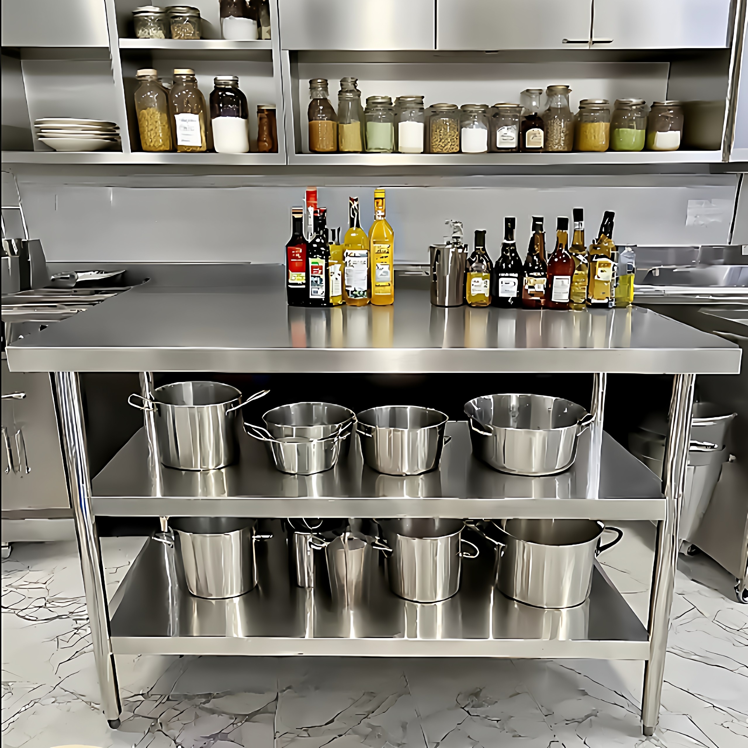 不锈钢工作台两三层不锈钢桌商用饭店打包打荷白钢台面切菜置物架,淘宝优惠券,粉丝福利购,淘宝优惠卷