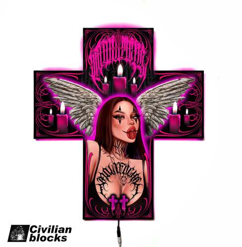 十字架花体字奇卡诺西海岸说唱店铺装饰开业礼品墙发光装饰挂画 - 图2