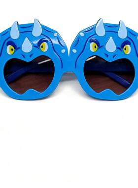 蓝色三角龙儿童太阳镜卡通恐龙造型搞怪墨镜拍照道具派对眼镜