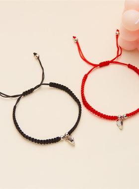 新款爱心编织爱心磁吸手链套装百搭情侣闺蜜手链送礼饰品