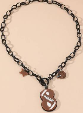 个性创意款超级腕橄榄球亚克力项链女款简约运动风锁骨链