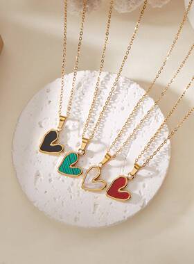 爱心不锈钢项链通勤百搭设计感网红高级冷淡风女式锁骨链