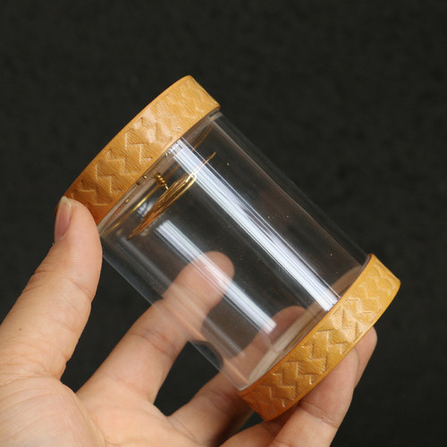 新款玻璃玉竹盖子和底部螺纹孔虫具器具蝈蝈罐养虫罐竹迹文玩虫玩 - 图0