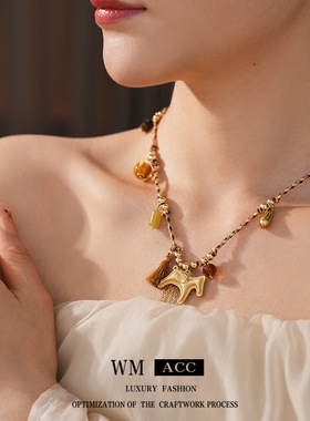 美洋官方旗舰店铜合金项链A美洋MEIYANG小马项链百搭锁骨链礼物