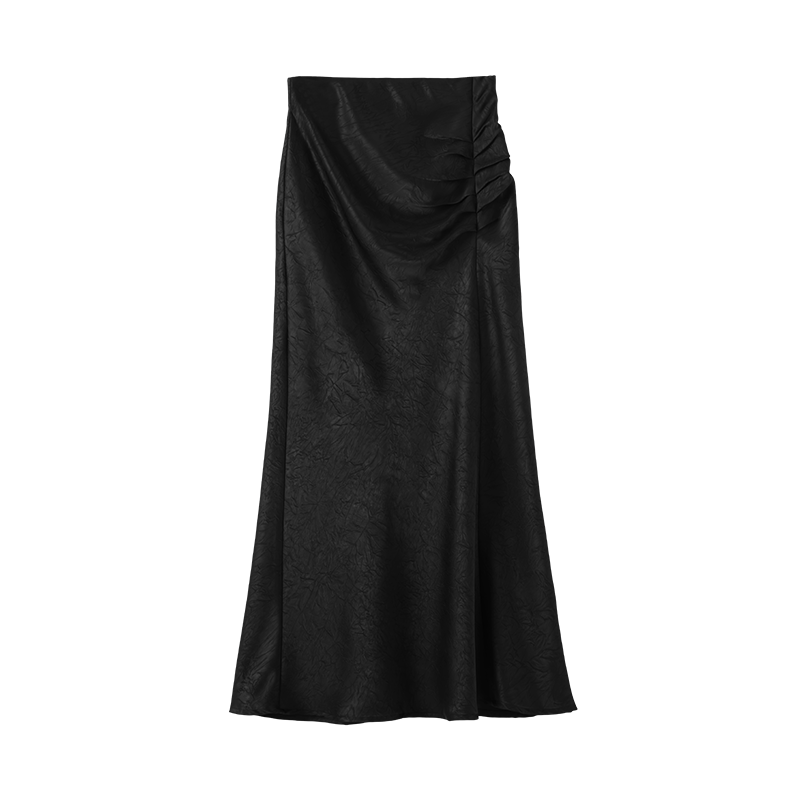 晚白2026年春新款时尚轻熟风纯色半裙高腰修身缎面垂顺直筒长裙,淘宝优惠券,粉丝福利购,淘宝优惠卷